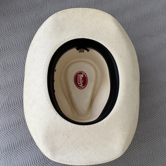 Vintage Bailey Cowboy Hat Western 7 5/8 61 Shantung Panama Straw U-Rollit USA - Picture 9 of 16
